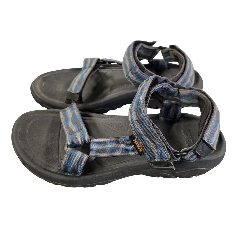 Teva Sandals Mens Size 8 Blue Striped Slide Adjustable Strap Outdoor Sport Shoes